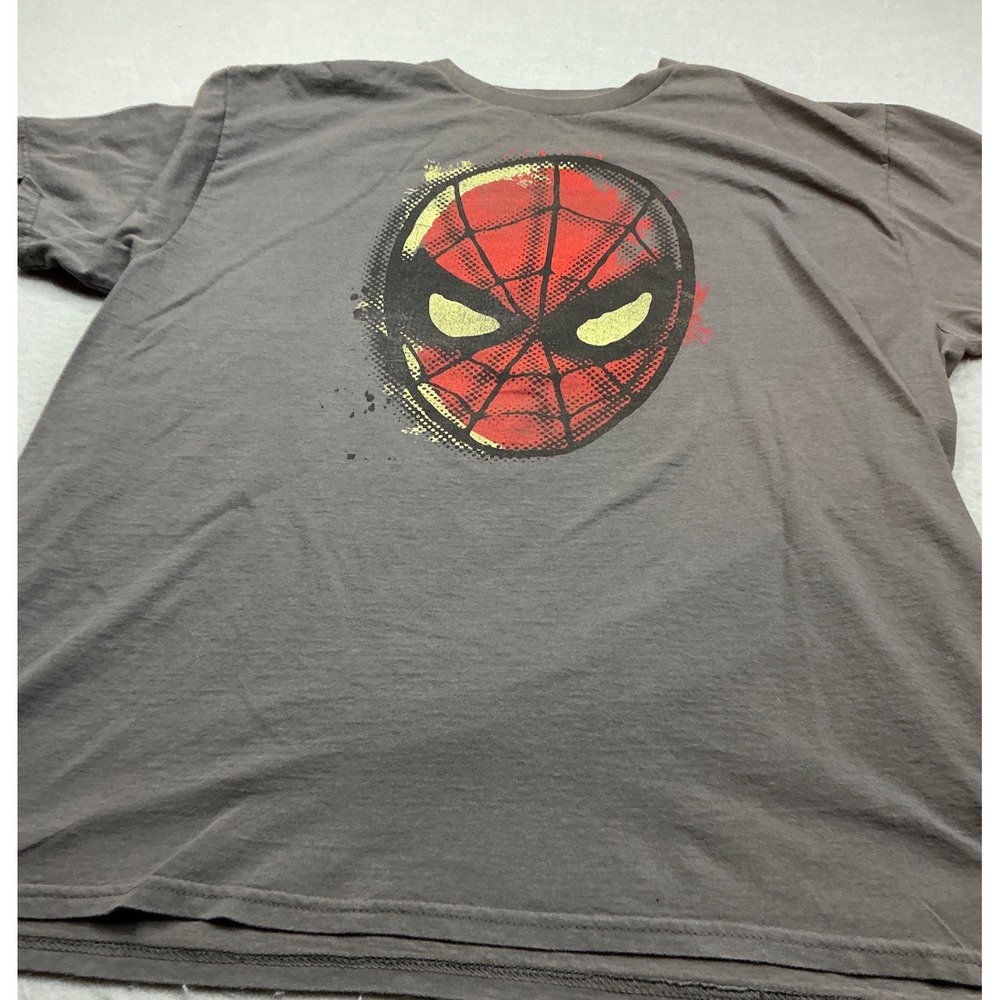 Marvel Spider-Man T-Shirt Graphic Mask Charcoal Gray Cotton‎ XL Superhero Tee